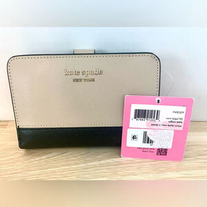 Kate Spade Wallet Color Block Warm Beige & Black